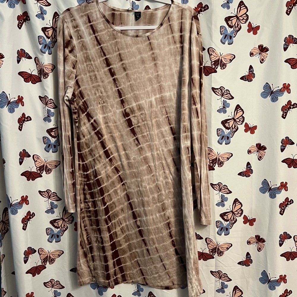 SHEIN Curve tie dye mini long sleeve dress
